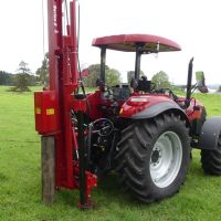 New post driver for sale with Rock spike extractor and 270kg hammer on red tractor